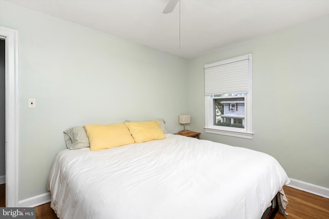 429 Greenway Ave, Ewing, NJ 08618 - bedroom with baseboards, wood finished floors, and ceiling fan
