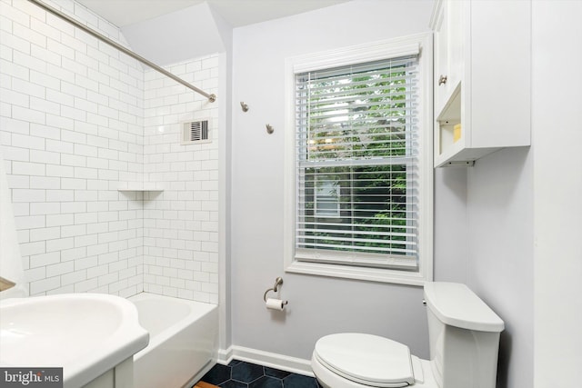 429 Greenway Ave, Ewing, NJ 08618 - full bathroom featuring toilet, shower / bathtub combination, baseboards, tile patterned floors, and a sink