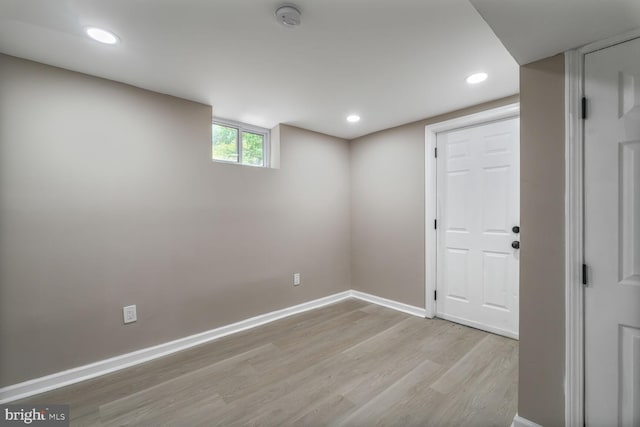 5010 54th Ave, Hyattsville, MD 20781 - basement featuring light wood-type flooring, baseboards, and recessed lighting
