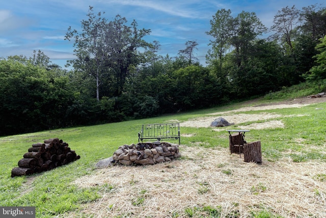 30 Gooney Falls Ln, Front Royal, VA 22630 - view of grassy yard with an outdoor fire pit