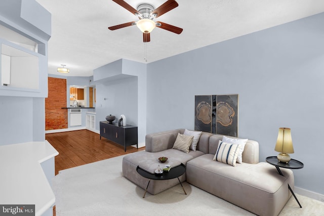 109 E Clement St, Baltimore, MD 21230 - living room with ceiling fan and wood finished floors