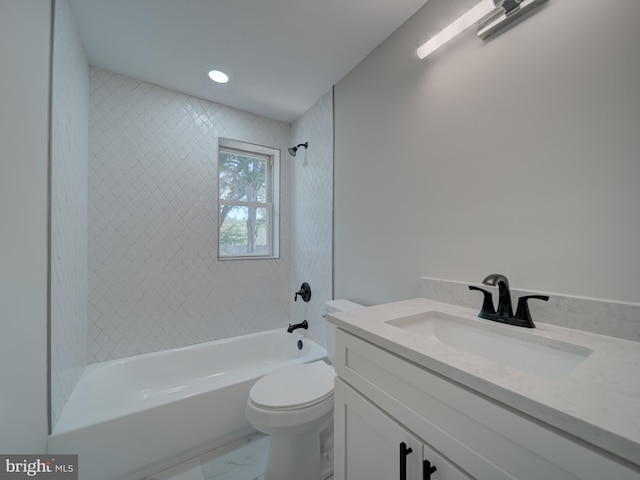 401 Bryan Point Rd, Accokeek, MD 20607 - full bathroom featuring vanity, bathtub / shower combination, and marble look tile flooring