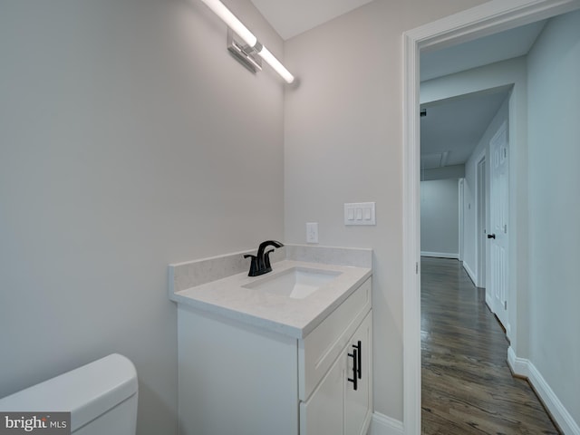 401 Bryan Point Rd, Accokeek, MD 20607 - half bath featuring vanity and wood finished floors