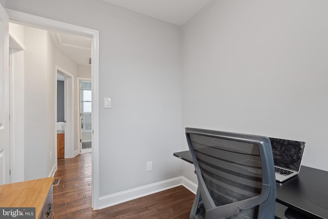 5054 8th St NE, Washington, DC 20017 - unfurnished office featuring dark wood-style floors and baseboards