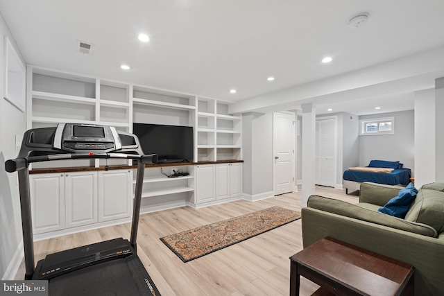 5054 8th St NE, Washington, DC 20017 - workout area with light wood-style floors, recessed lighting, and baseboards