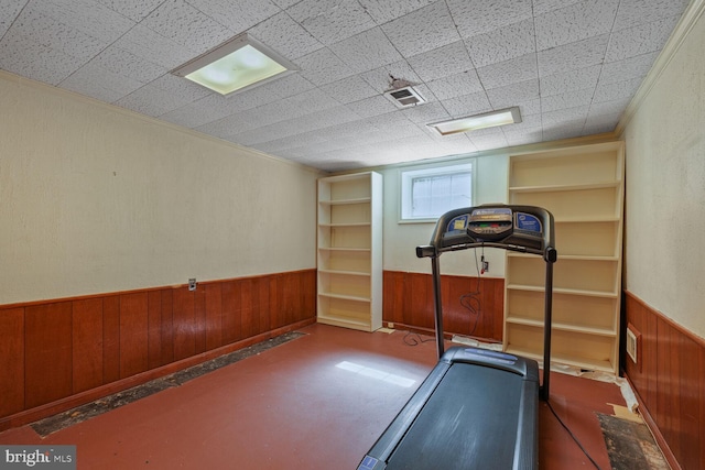5811 Augusta Ln, Bethesda, MD 20816 - workout room featuring wood walls and wainscoting