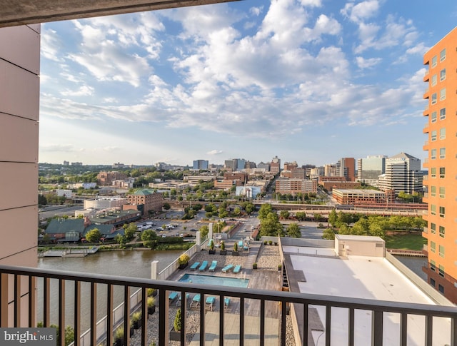 105 Christina Lndg Unit 708, Wilmington, DE 19801 - balcony featuring a city view and a water view