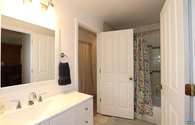 5254 Havenwood Ln, Schuyler, VA 22969 - bathroom featuring vanity, tile patterned floors, and shower / tub combo