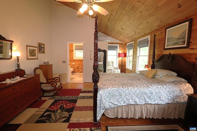5254 Havenwood Ln, Schuyler, VA 22969 - bedroom featuring vaulted ceiling, wood finished floors, wooden ceiling, and ensuite bath