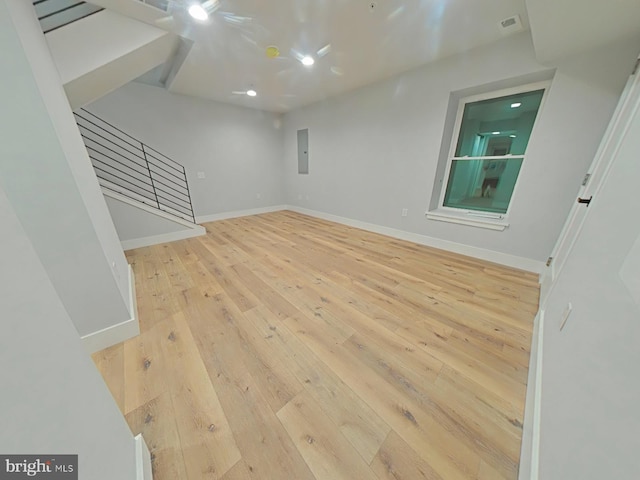 3143 W Montgomery Ave, Philadelphia, PA 19121 - unfurnished room featuring hardwood / wood-style floors, stairway, baseboards, and recessed lighting