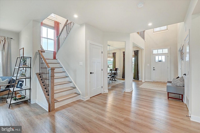 48 Winifred Dr, Hanover, PA 17331 - entrance foyer featuring stairs, light wood-style floors, baseboards, and recessed lighting