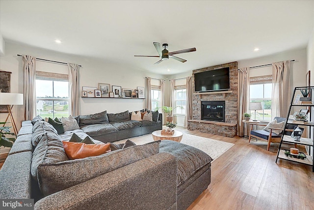 48 Winifred Dr, Hanover, PA 17331 - living area with healthy amount of natural light, hardwood / wood-style flooring, a ceiling fan, and recessed lighting