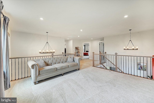 48 Winifred Dr, Hanover, PA 17331 - carpeted living area featuring a chandelier and recessed lighting