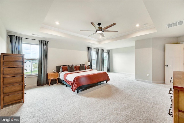 48 Winifred Dr, Hanover, PA 17331 - bedroom featuring a tray ceiling, light colored carpet, baseboards, recessed lighting, and crown molding