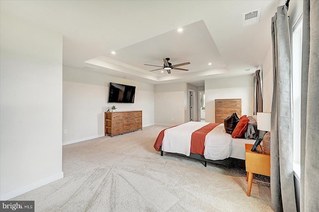 48 Winifred Dr, Hanover, PA 17331 - bedroom with a tray ceiling, recessed lighting, carpet floors, baseboards, and ceiling fan