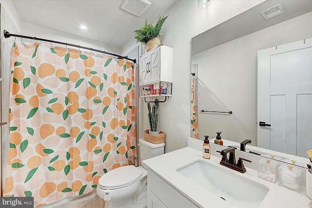 48 Winifred Dr, Hanover, PA 17331 - bathroom featuring vanity, toilet, a shower with shower curtain, and recessed lighting