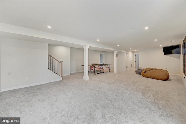 48 Winifred Dr, Hanover, PA 17331 - finished basement featuring recessed lighting, stairway, light carpet, and baseboards