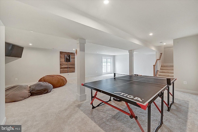 48 Winifred Dr, Hanover, PA 17331 - rec room featuring light colored carpet, baseboards, and recessed lighting