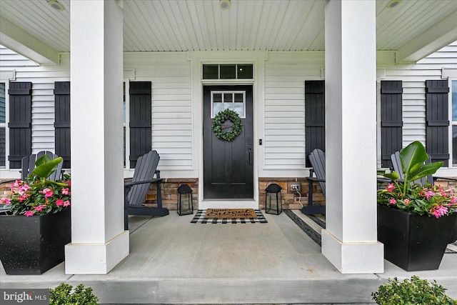 48 Winifred Dr, Hanover, PA 17331 - doorway to property with a porch and stone siding