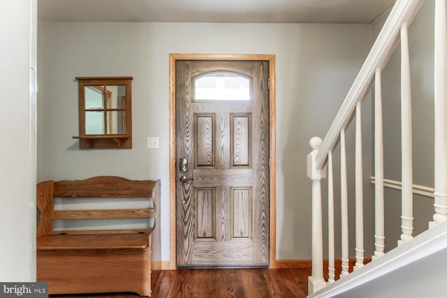 4 John Mar Ct, Mechanicsburg, PA 17055 - entryway featuring stairway, wood finished floors, and baseboards