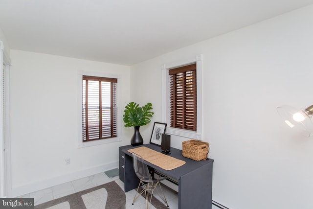 72 N Franklin St Unit A, Lambertville, NJ 08530 - office area with healthy amount of natural light, baseboards, and marble finish flooring