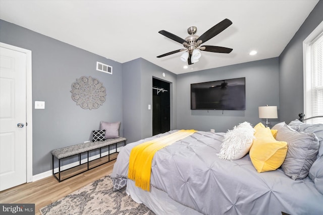 4 Hawkesbury Ct, Newark, DE 19702 - bedroom featuring wood finished floors, a closet, baseboards, ceiling fan, and recessed lighting