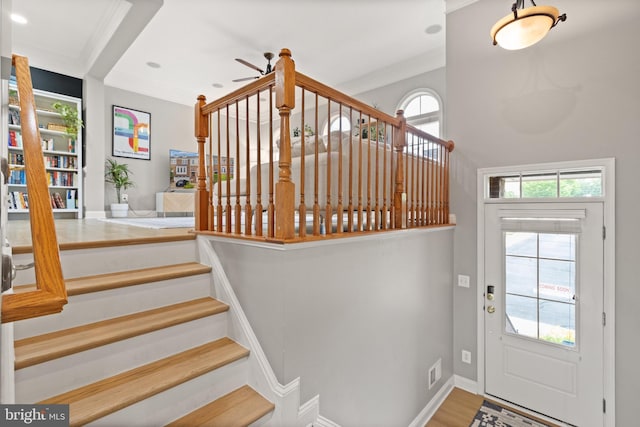 504 Hollingsworth Ter, Herndon, VA 20170 - foyer with ceiling fan, stairway, recessed lighting, and baseboards