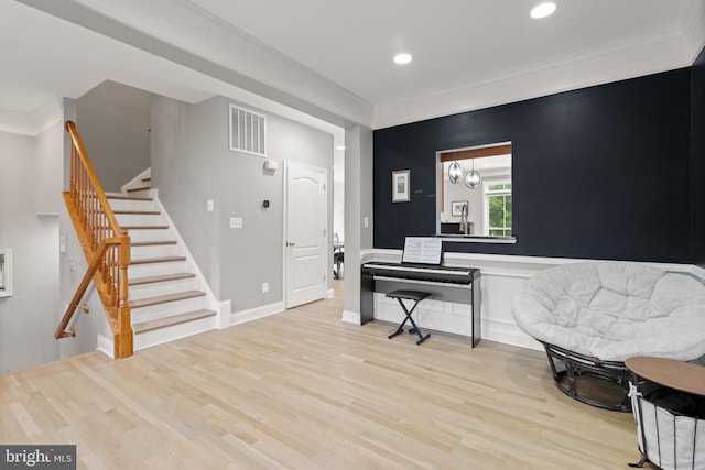 504 Hollingsworth Ter, Herndon, VA 20170 - foyer entrance featuring crown molding, wood finished floors, stairs, and recessed lighting