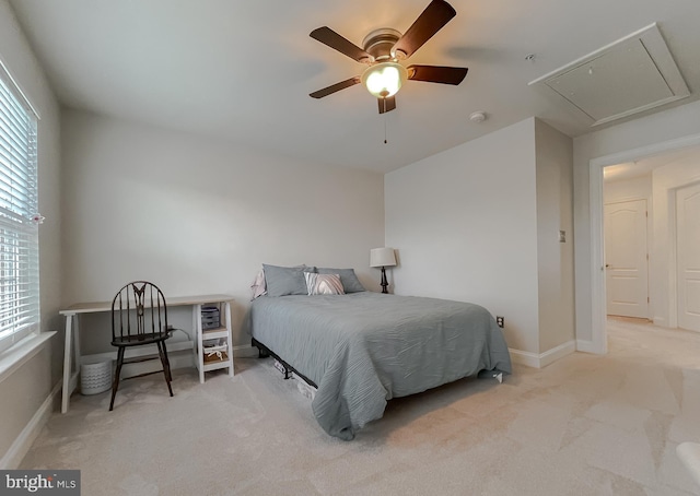 24655 Broad Creek Dr, Hollywood, MD 20636 - carpeted bedroom with attic access, baseboards, and ceiling fan