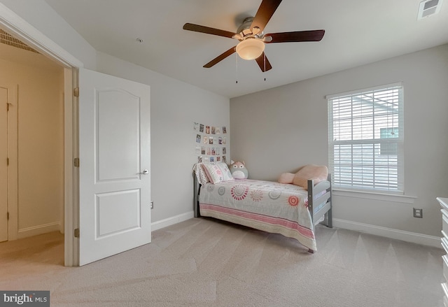 24655 Broad Creek Dr, Hollywood, MD 20636 - bedroom with light colored carpet, baseboards, and a ceiling fan