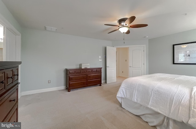 24655 Broad Creek Dr, Hollywood, MD 20636 - bedroom with light colored carpet, baseboards, and ceiling fan