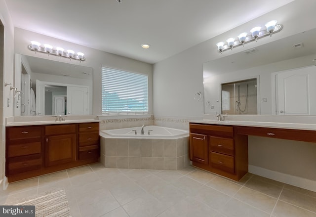 24655 Broad Creek Dr, Hollywood, MD 20636 - full bath featuring tile patterned flooring, a garden tub, and two vanities