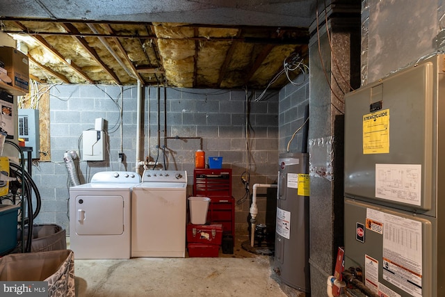 1088 Locust Dr, Pasadena, MD 21122 - unfinished below grade area featuring washing machine and dryer, heating unit, and electric water heater