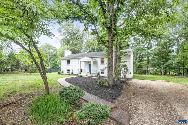 3500 Monacan Dr W, Charlottesville, VA 22901 - bi-level home with a chimney and view of wooded area