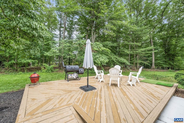 3500 Monacan Dr W, Charlottesville, VA 22901 - wooden terrace with area for grilling and view of scattered trees