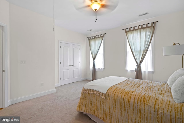 1109 Cherry Point Rd, West River, MD 20778 - bedroom with carpet, baseboards, a closet, and ceiling fan