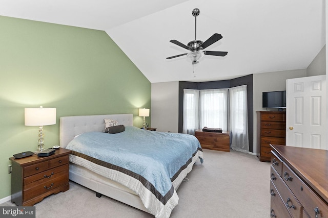 1319 Gwynedale Way, Lansdale, PA 19446 - bedroom with vaulted ceiling, light carpet, baseboards, and ceiling fan