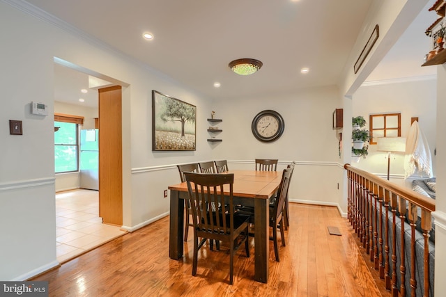 23 Faraday Dr, Lutherville Timonium, MD 21093 - dining area with hardwood / wood-style flooring, crown molding, recessed lighting, and baseboards