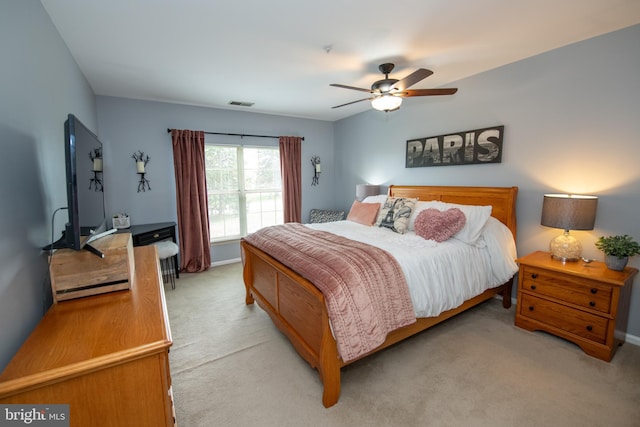 604 Remington Ct, Chalfont, PA 18914 - bedroom featuring light carpet, a ceiling fan, and baseboards