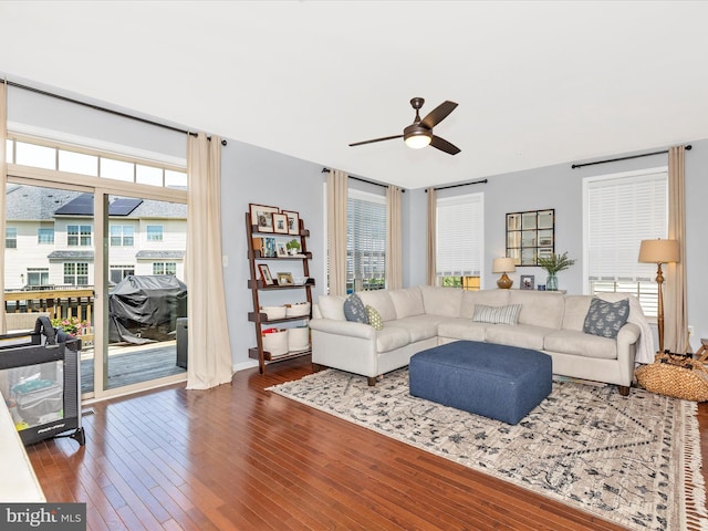 6540 Newton Dr, Frederick, MD 21703 - living room featuring a ceiling fan and hardwood / wood-style floors