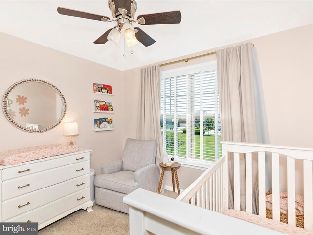 6540 Newton Dr, Frederick, MD 21703 - bedroom featuring a ceiling fan and light colored carpet