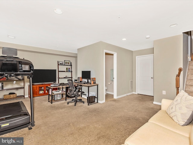 6540 Newton Dr, Frederick, MD 21703 - office area featuring carpet floors, baseboards, and recessed lighting