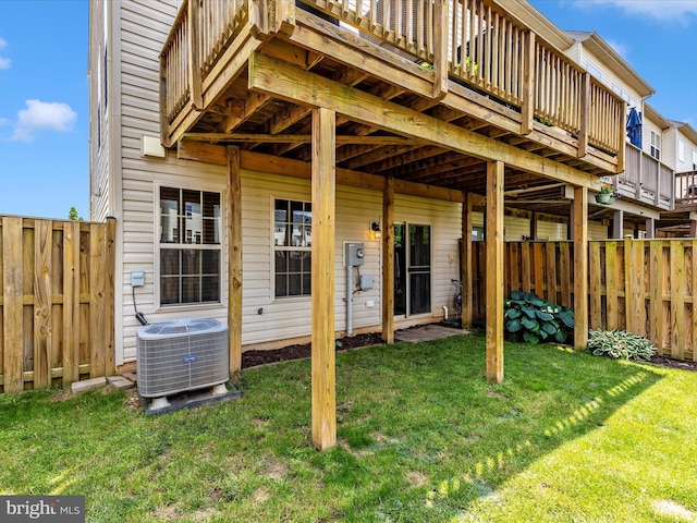 6540 Newton Dr, Frederick, MD 21703 - back of property with central AC and a wooden deck