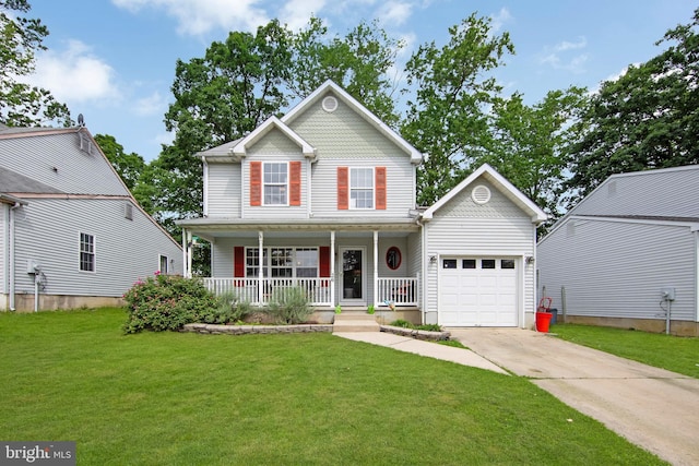 26 Juniper Ave, Somerdale, NJ 08083 - view of front of house with covered porch, a garage, driveway, and a front yard