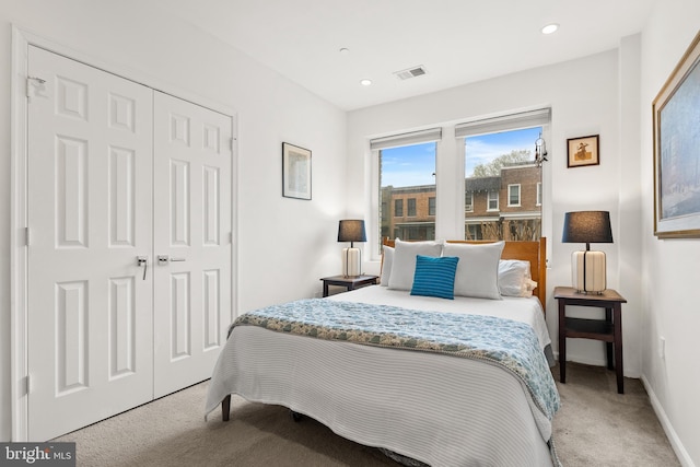 329 Rhode Island Ave NE Unit 104, Washington, DC 20002 - carpeted bedroom featuring baseboards, a closet, and recessed lighting