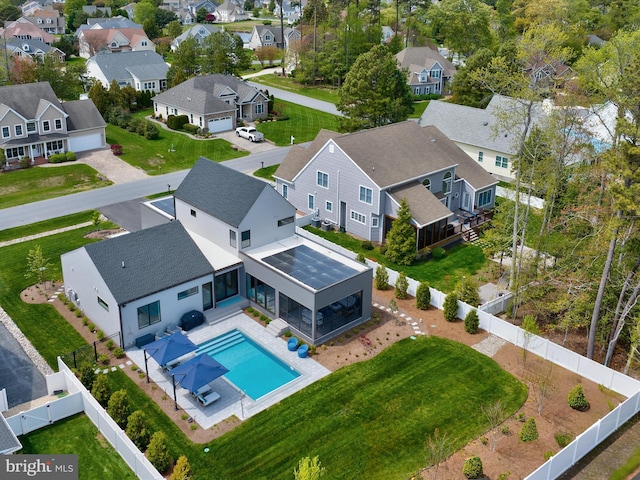 137 Cornwall Rd, Rehoboth Beach, DE 19971 - aerial perspective of suburban area featuring a pool