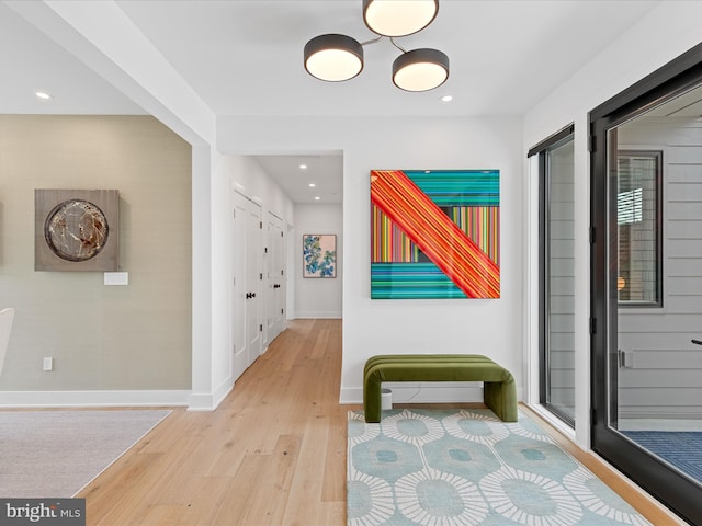 137 Cornwall Rd, Rehoboth Beach, DE 19971 - corridor featuring wood finished floors, baseboards, and recessed lighting