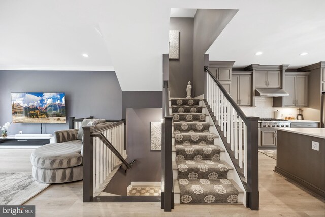 141 Center St S Unit 6, Vienna, VA 22180 - staircase with wood finished floors and recessed lighting