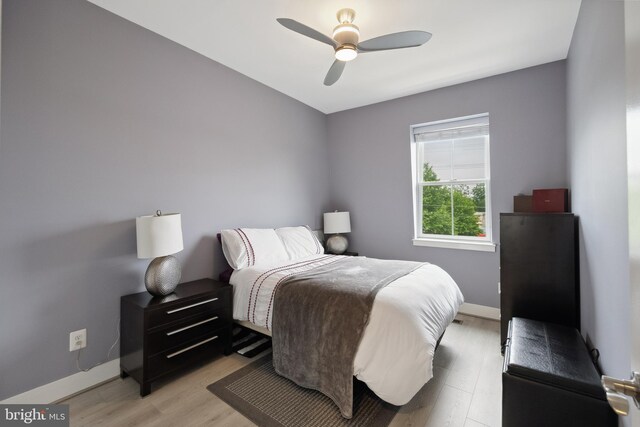 141 Center St S Unit 6, Vienna, VA 22180 - bedroom with light wood-type flooring, baseboards, and ceiling fan