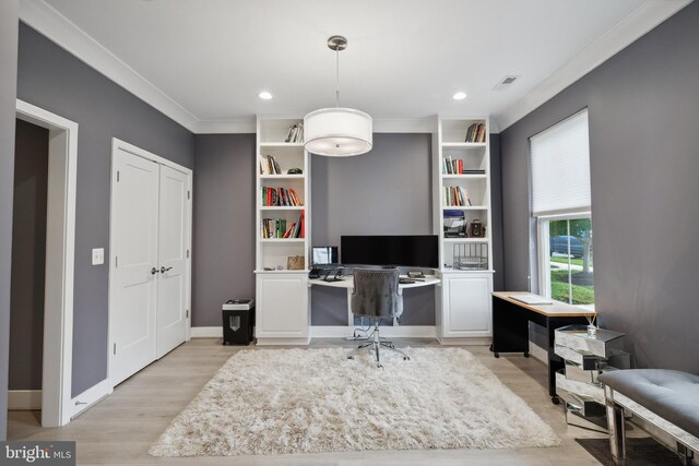 141 Center St S Unit 6, Vienna, VA 22180 - office featuring ornamental molding, light wood-style flooring, recessed lighting, and baseboards